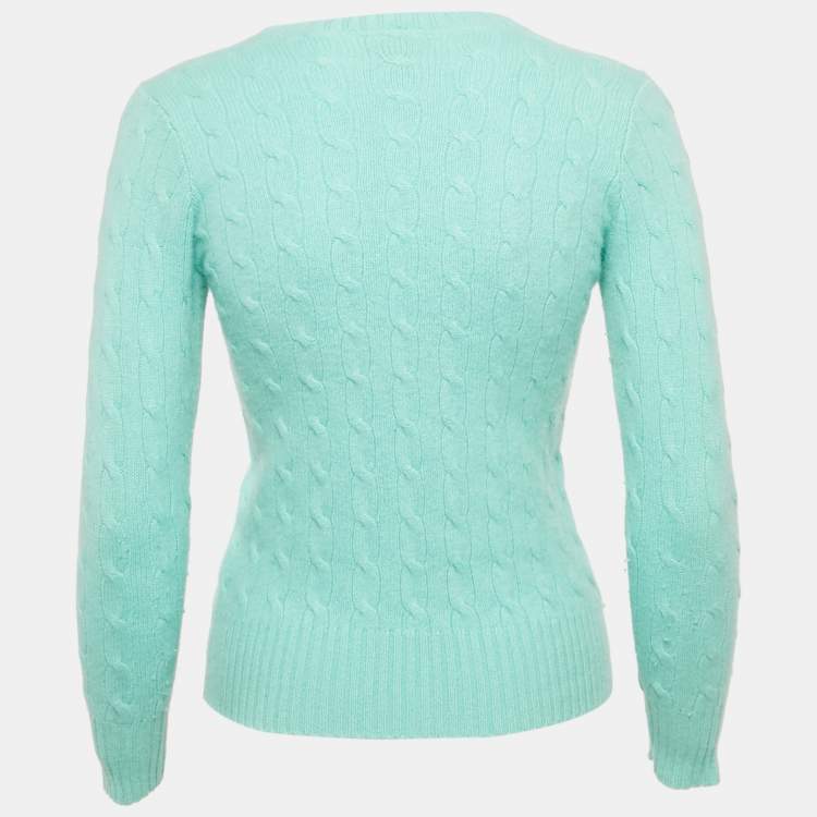 Pre Owned Polo Ralph Lauren Kids Mint Green Cable Knit Sweater 10-12 Yrs 