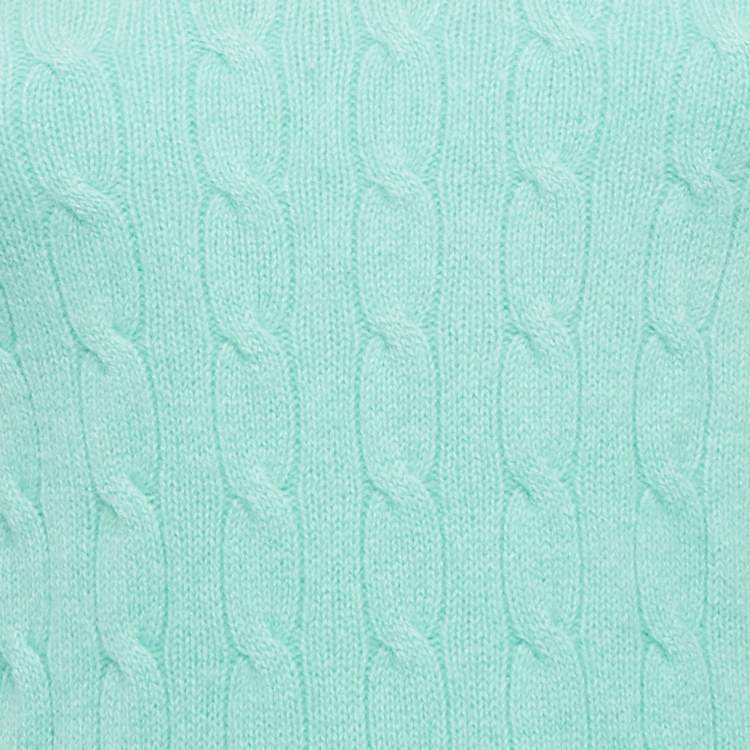 Pre Owned Polo Ralph Lauren Kids Mint Green Cable Knit Sweater 10-12 Yrs 