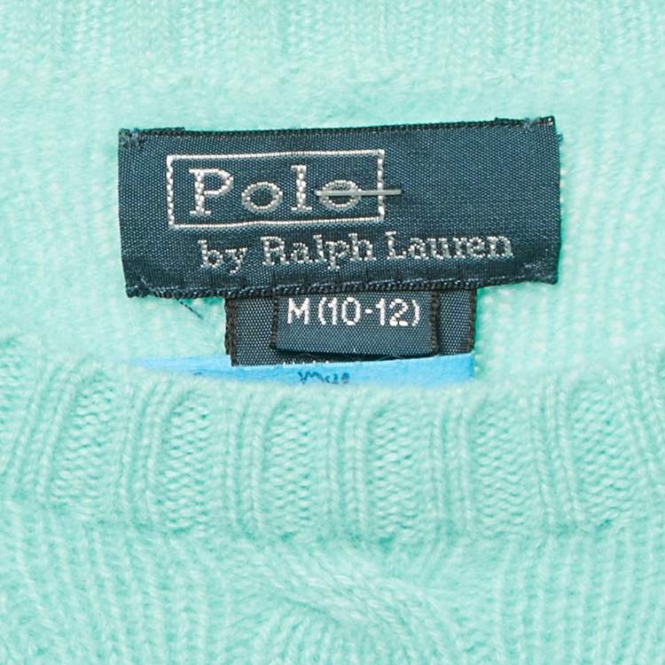 Pre Owned Polo Ralph Lauren Kids Mint Green Cable Knit Sweater 10-12 Yrs 