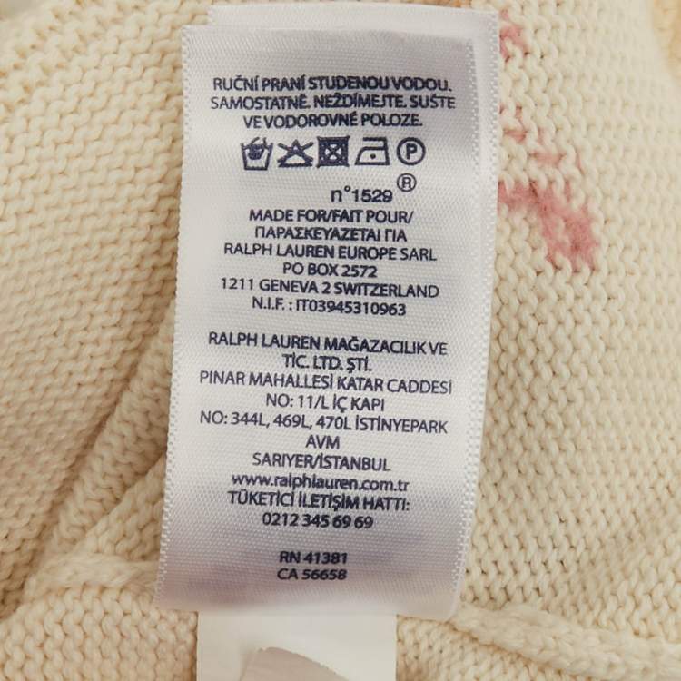 Pre Owned Polo Ralph Lauren Ivory Dog Intarsia Wool Knit Sweater 4Yrs