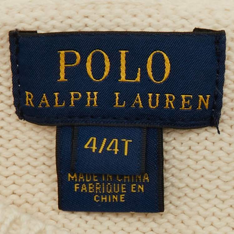 Pre Owned Polo Ralph Lauren Ivory Dog Intarsia Wool Knit Sweater 4Yrs