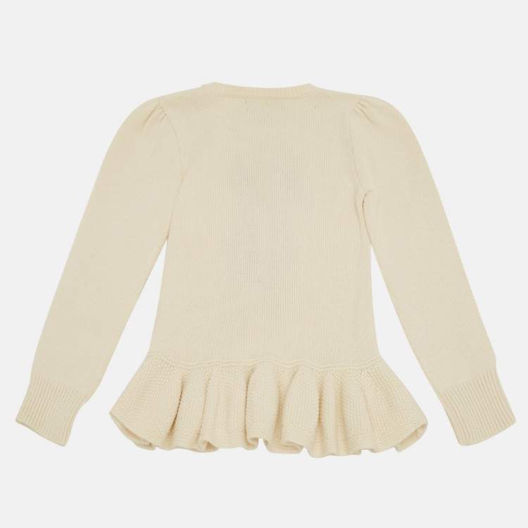 Pre Owned Polo Ralph Lauren Ivory Dog Intarsia Wool Knit Sweater 4Yrs