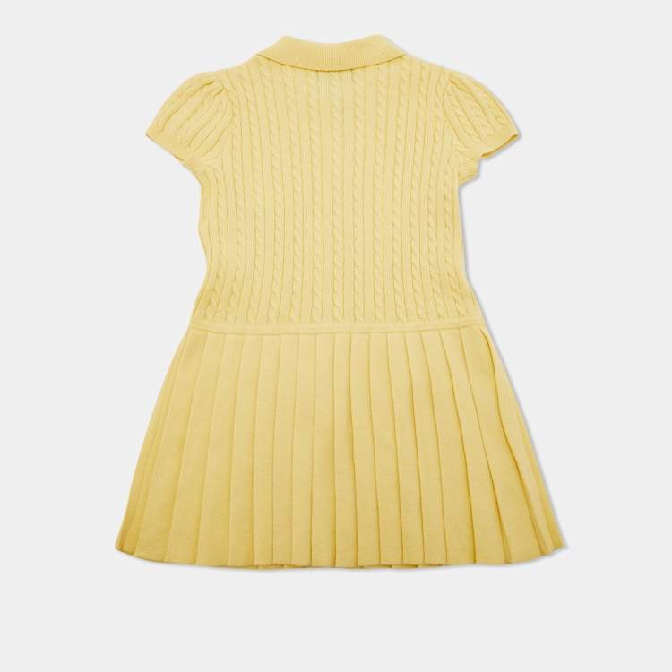 مملوكة مسبقًا Polo Ralph Lauren Kids Yellow Cable Knit Dress Size 3 Yrs