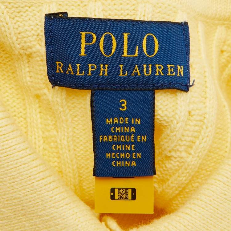 مملوكة مسبقًا Polo Ralph Lauren Kids Yellow Cable Knit Dress Size 3 Yrs