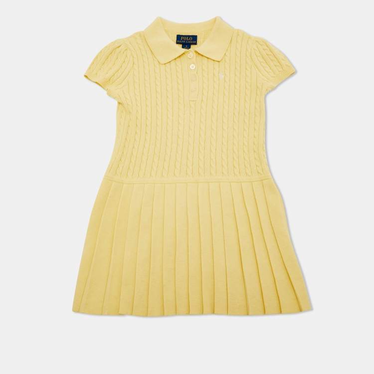 مملوكة مسبقًا Polo Ralph Lauren Kids Yellow Cable Knit Dress Size 3 Yrs