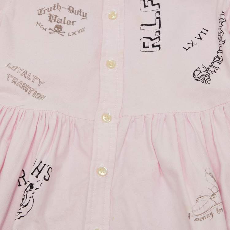 Pre Owned Polo Ralph Lauren Kids Pink Printed Cotton Dress 5Yrs