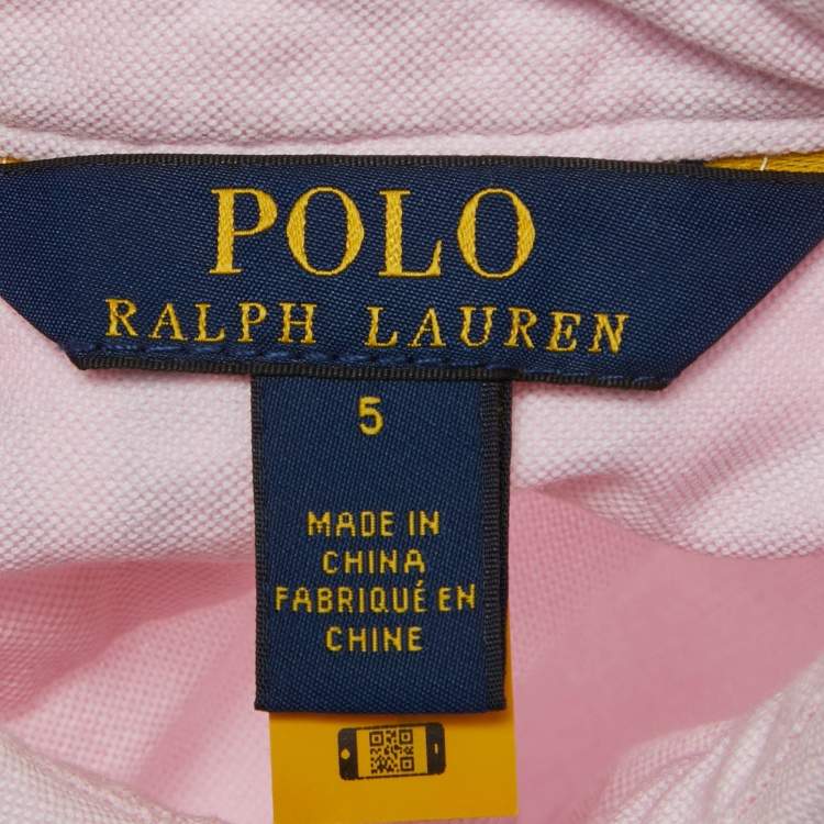 Pre Owned Polo Ralph Lauren Kids Pink Printed Cotton Dress 5Yrs
