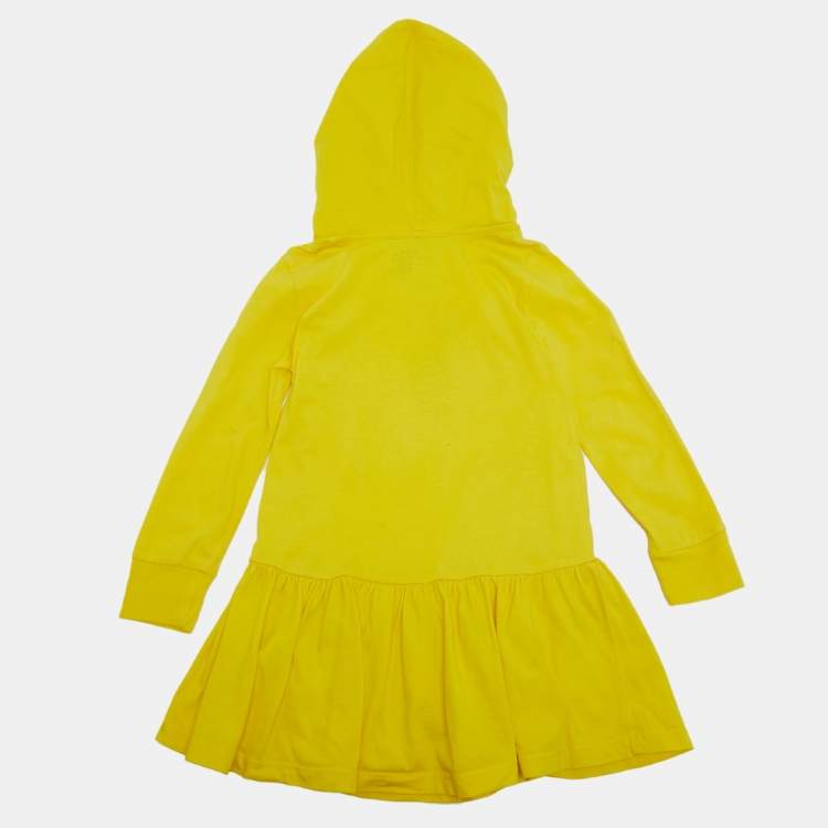 Pre Owned Polo Ralph Lauren Kids Yellow Logo Print Jersey Flared Dress 4Yrs