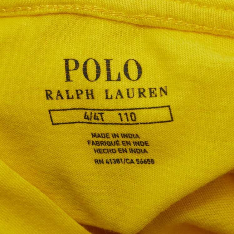 Pre Owned Polo Ralph Lauren Kids Yellow Logo Print Jersey Flared Dress 4Yrs