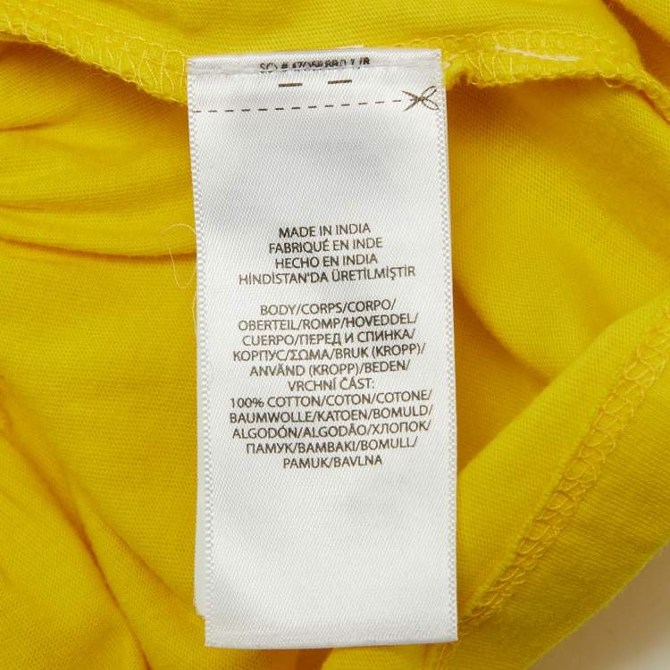Pre Owned Polo Ralph Lauren Kids Yellow Logo Print Jersey Flared Dress 4Yrs