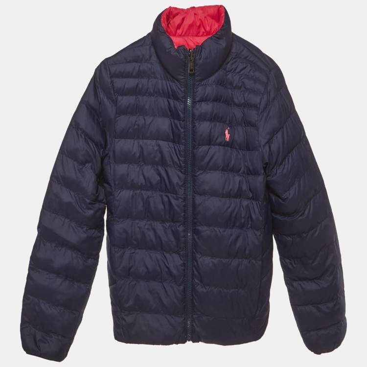 Pre Owned Polo Ralph Lauren Pink/Navy Blue Synthetic P-Layer 2 Reversible Jacket 10-12Yrs