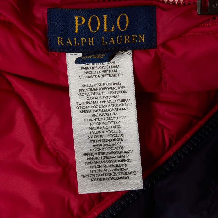 Pre Owned Polo Ralph Lauren Pink/Navy Blue Synthetic P-Layer 2 Reversible Jacket 10-12Yrs