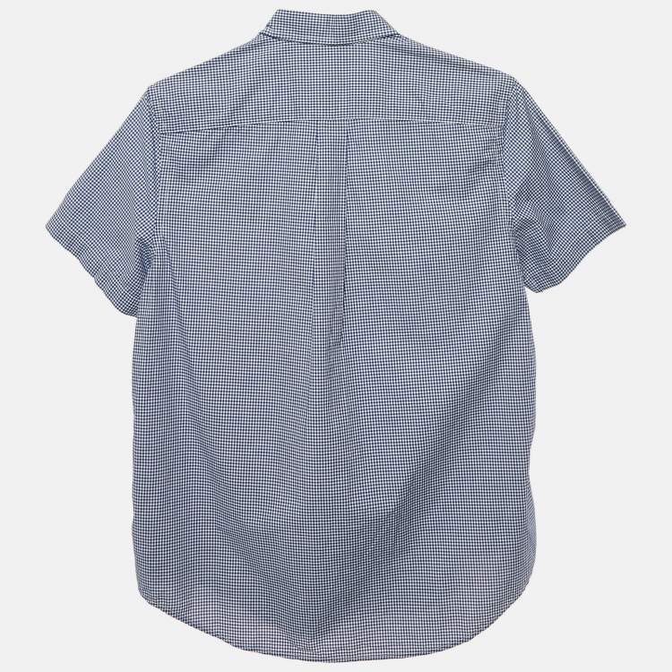 Pre Owned Ralph Lauren Navy Blue Gingham Cotton Short Sleeve Shirt XL 18-20 Yrs