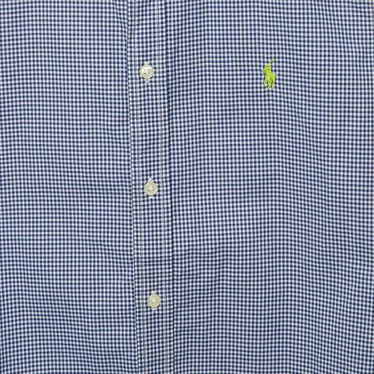 Pre Owned Ralph Lauren Navy Blue Gingham Cotton Short Sleeve Shirt XL 18-20 Yrs