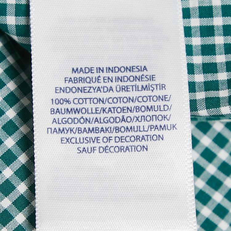 Pre Owned Ralph Lauren Kids Evergreen/White Gingham Cotton Long Sleeve Shirt XL (18-20)