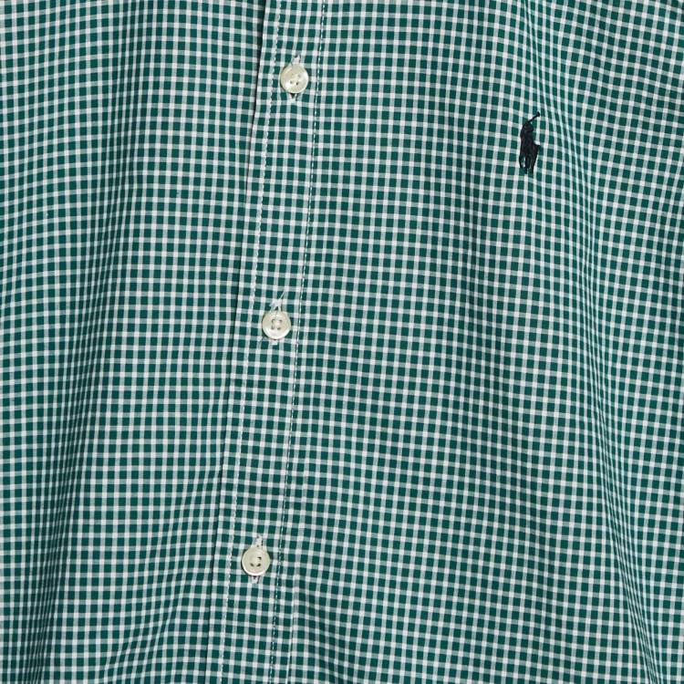 Pre Owned Ralph Lauren Kids Evergreen/White Gingham Cotton Long Sleeve Shirt XL (18-20)