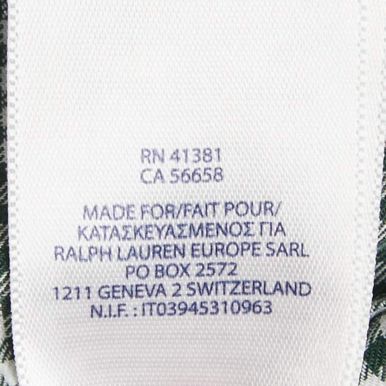 Pre Owned Ralph Lauren Kids Green Gingham Cotton Blake Shirt L (14-16) 