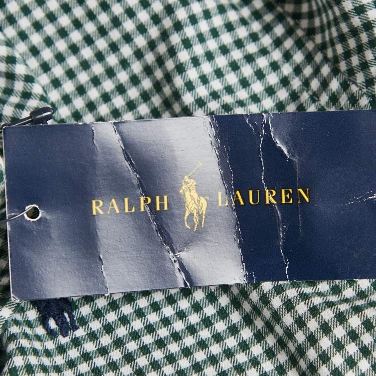 Pre Owned Ralph Lauren Kids Green Gingham Cotton Blake Shirt L (14-16) 