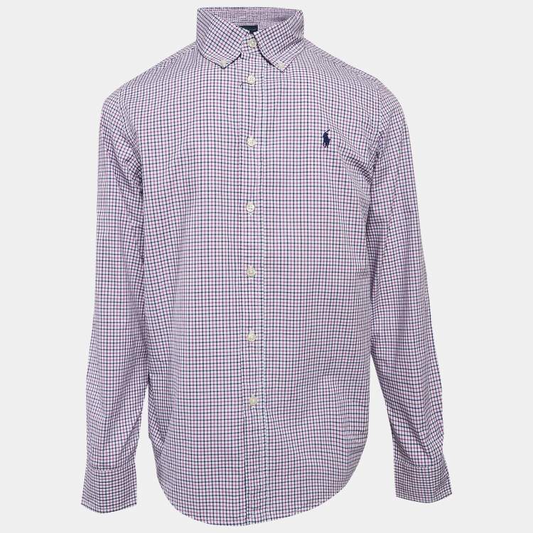 Pre Owned Ralph Lauren Kids Purple Checks Cotton Long Sleeve Shirt 14/16 Yrs 