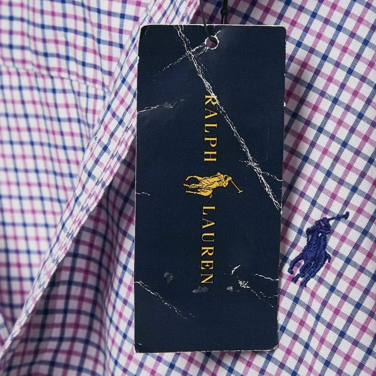 Pre Owned Ralph Lauren Kids Purple Checks Cotton Long Sleeve Shirt 14/16 Yrs 