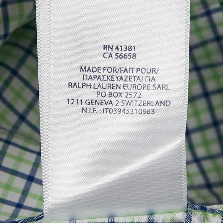Pre Owned Ralph Lauren Kids Green Check Cotton Long Sleeve Shirt 14/16 Yrs 