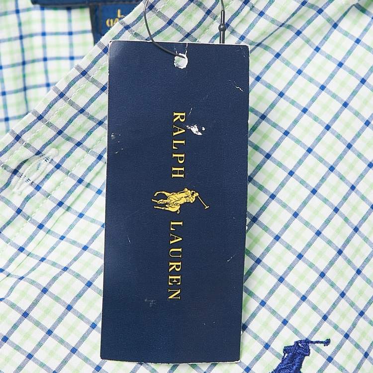 Pre Owned Ralph Lauren Kids Green Check Cotton Long Sleeve Shirt 14/16 Yrs 