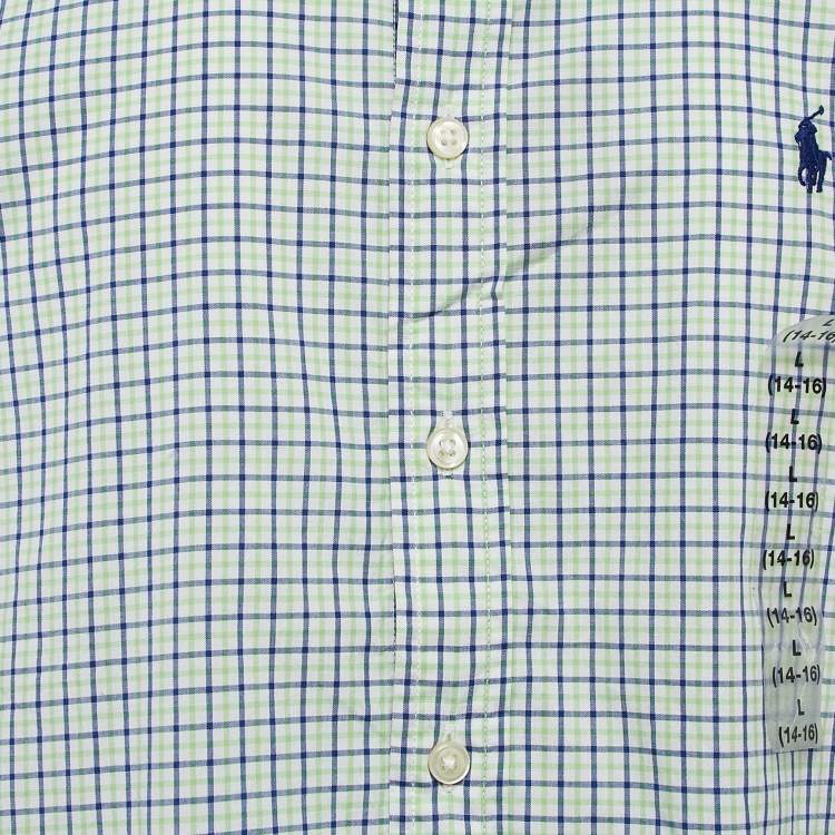 Pre Owned Ralph Lauren Kids Green Check Cotton Long Sleeve Shirt 14/16 Yrs 
