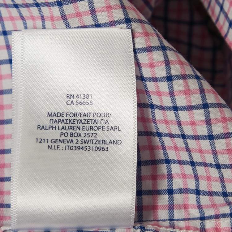 Pre Owned Ralph Lauren Kids Pink/Blue Check Cotton Long Sleeve Shirt 14-16 Yrs