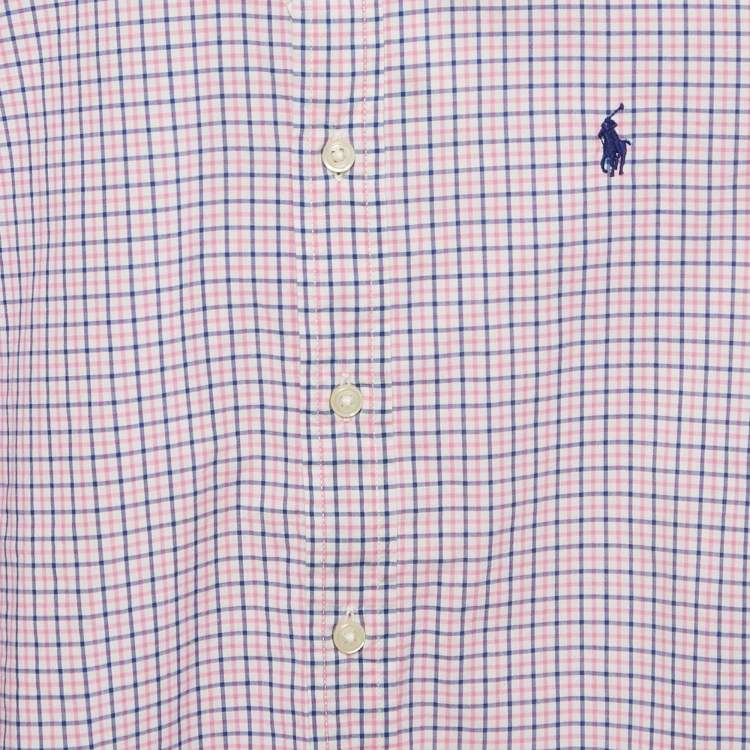 Pre Owned Ralph Lauren Kids Pink/Blue Check Cotton Long Sleeve Shirt 14-16 Yrs
