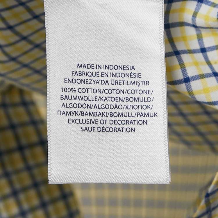 Pre Owned Ralph Lauren Kids Yellow/Blue Check Cotton Long Sleeve Shirt 14/16 Yrs 