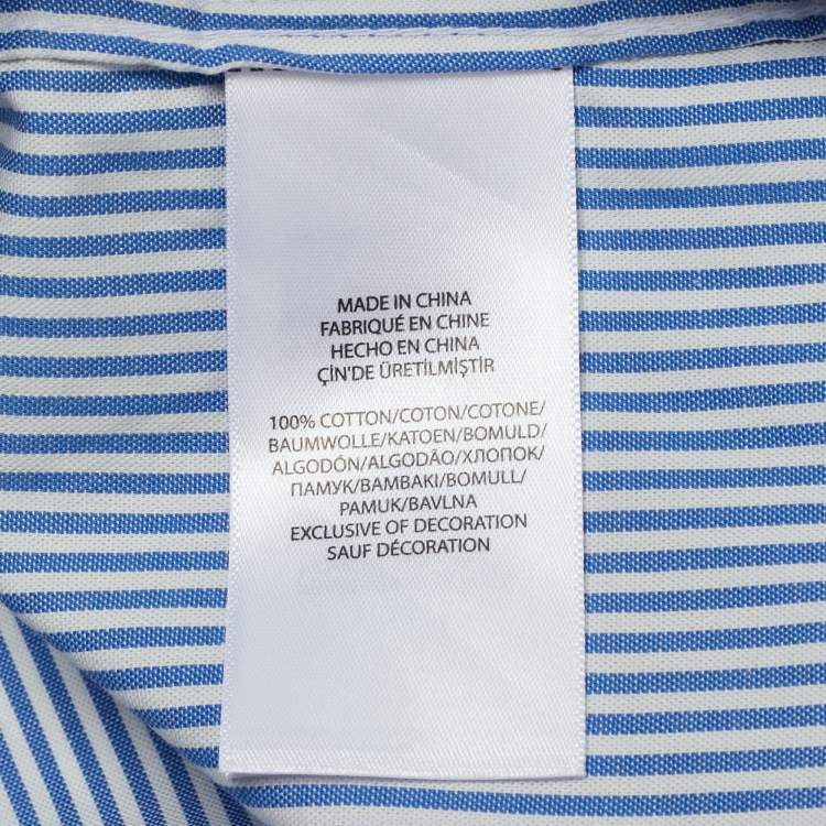 Pre Owned Ralph Lauren White & Blue Striped Cotton Button Front Shirt 4 Yrs