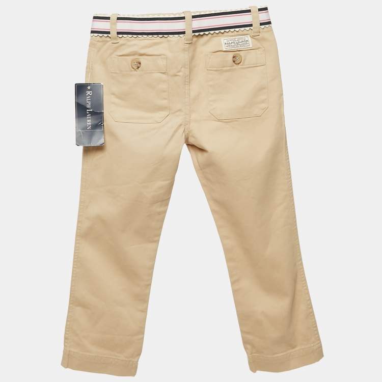 Pre Owned Ralph Lauren Kids Royal Khaki Beige Cotton Chino Slim Pants 3 Yrs