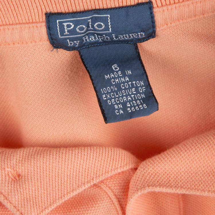 Pre Owned Polo By Ralph Lauren Orange Polo T-Shirt 6 Yrs
