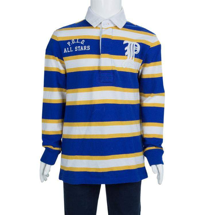 Ralph Lauren Blue and Yellow Striped Long Sleeve Polo T-Shirt 5 Yrs Ralph  Lauren | TLC