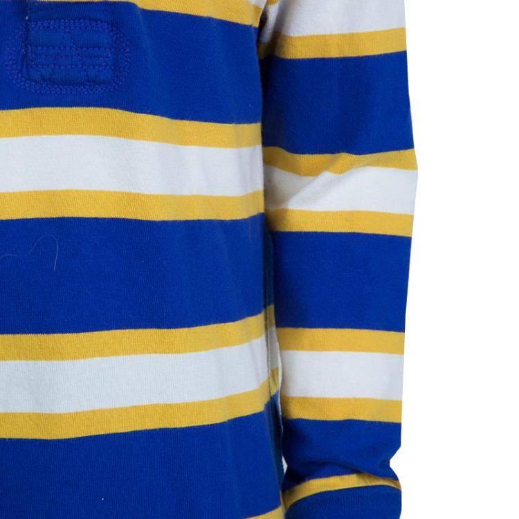 Pre Owned Ralph Lauren Blue and Yellow Striped Long Sleeve Polo T-Shirt 5 Yrs
