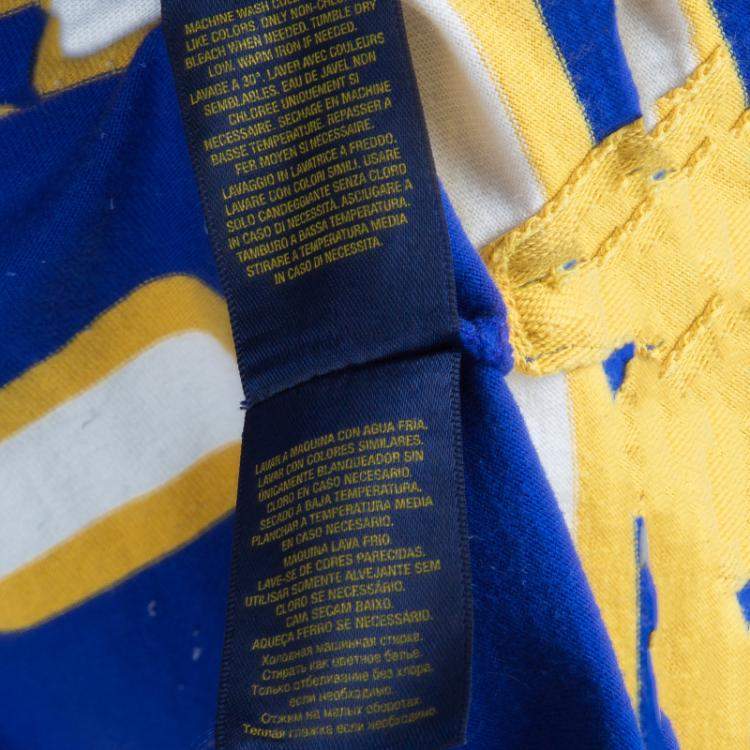 Pre Owned Ralph Lauren Blue and Yellow Striped Long Sleeve Polo T-Shirt 5 Yrs