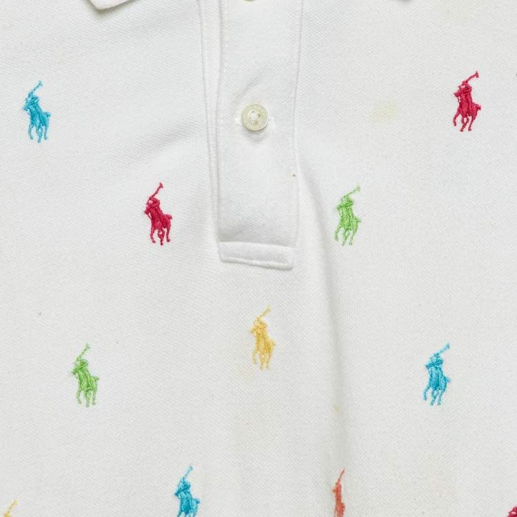 Pre Owned Ralph Lauren Kids White Logo Embroidered Cotton T-Shirt 6 Yrs