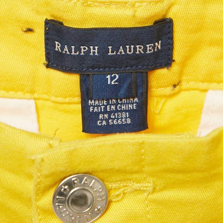 Pre Owned Ralph Lauren Kids Yellow Cotton Skinny Jeans 12 Yrs Waist 26"