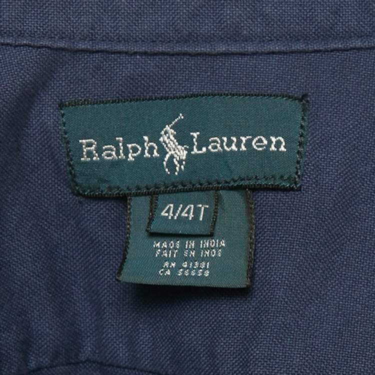 Pre Owned Ralph Lauren Kids Blue Cotton Button Down Shirt 4 Yrs 