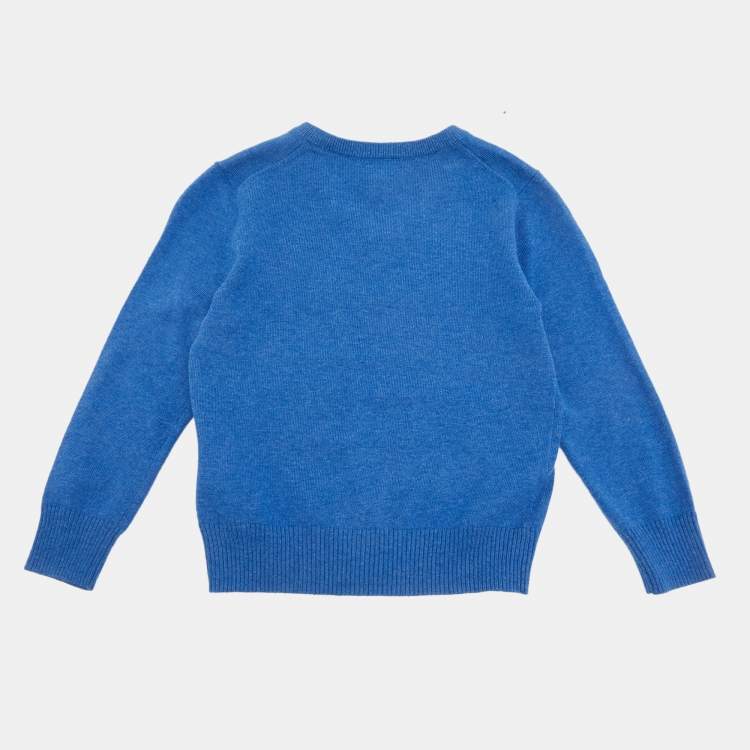 مملوكة مسبقًا Ralph Lauren Kids Blue Wool V-Neck Sweater 4Yrs 