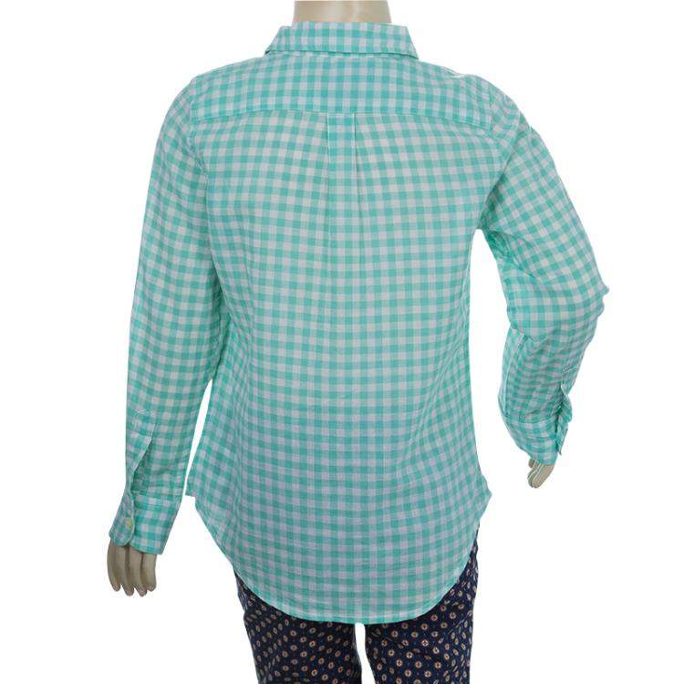 Pre Owned Ralph Lauren White and Green Checked Long Sleeve Button-Down Cotton Shirt 6 Yrs