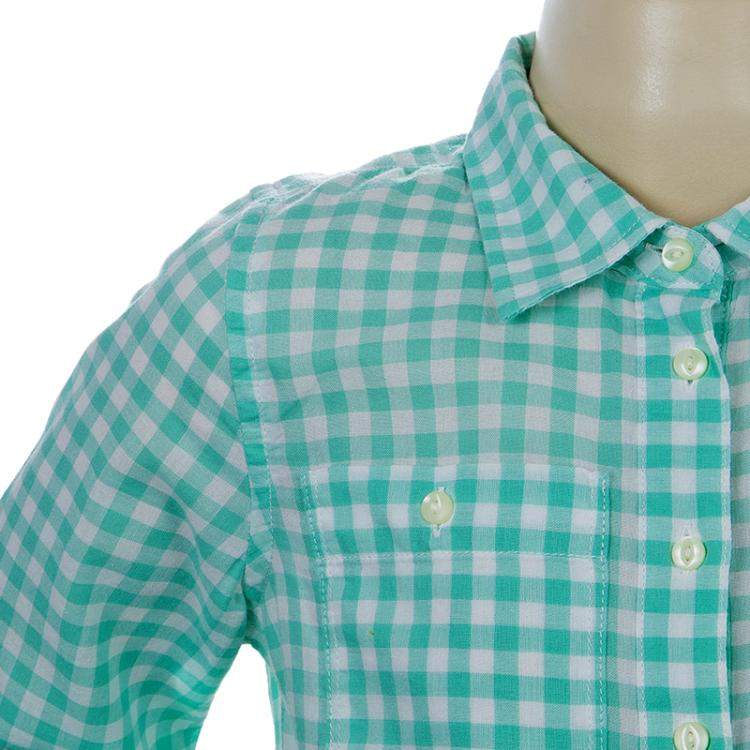 Pre Owned Ralph Lauren White and Green Checked Long Sleeve Button-Down Cotton Shirt 6 Yrs