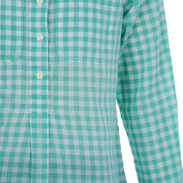 Pre Owned Ralph Lauren White and Green Checked Long Sleeve Button-Down Cotton Shirt 6 Yrs
