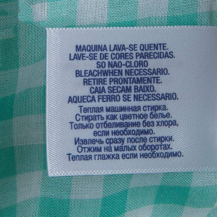 Pre Owned Ralph Lauren White and Green Checked Long Sleeve Button-Down Cotton Shirt 6 Yrs