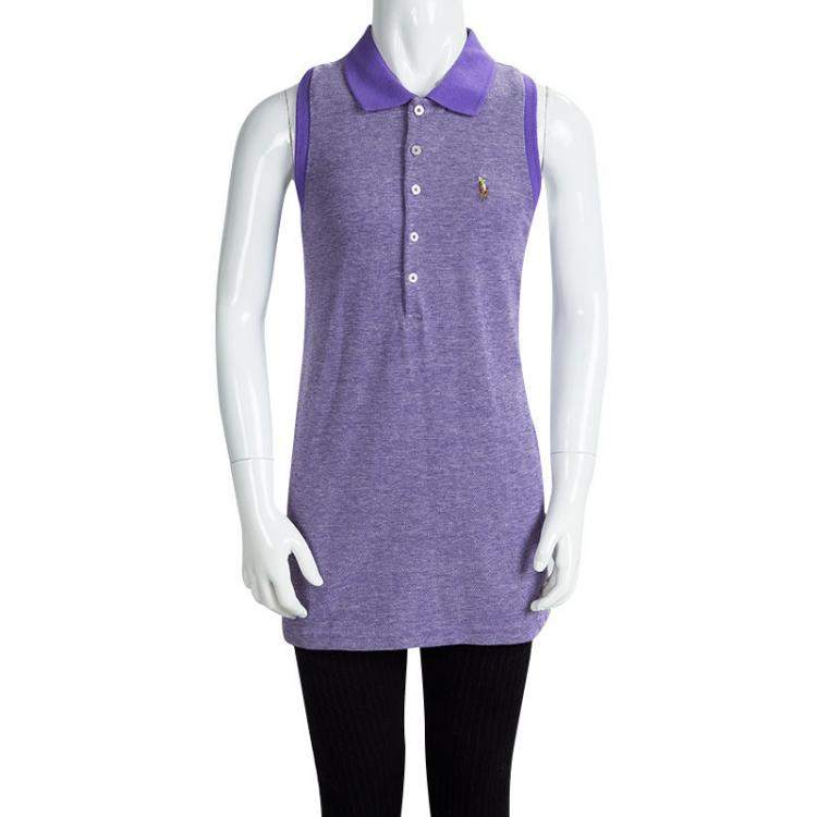 Pre Owned Ralph Lauren Purple Honeycomb Knit Sleeveless Polo T-Shirt 16 Yrs