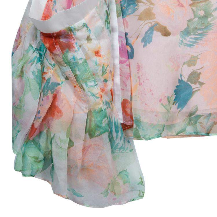 Pre Owned Roberto Cavalli Angels Multicolor Floral Print Silk Dress 10 Yrs 