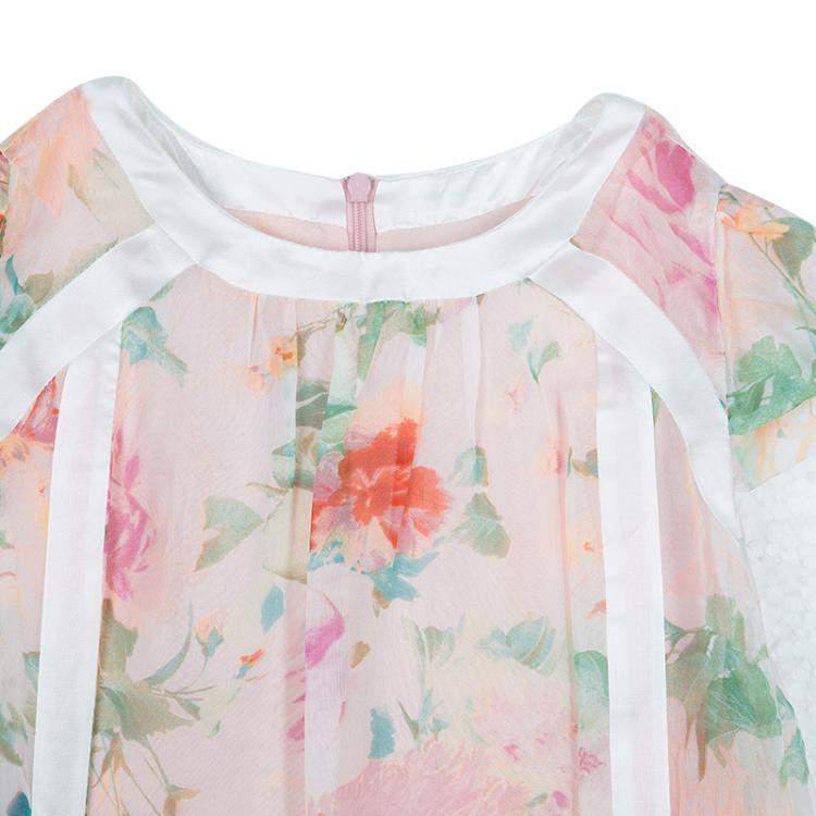 Pre Owned Roberto Cavalli Angels Multicolor Floral Print Silk Dress 10 Yrs 