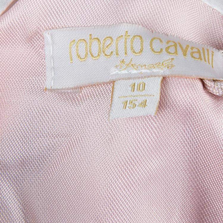 Pre Owned Roberto Cavalli Angels Multicolor Floral Print Silk Dress 10 Yrs 