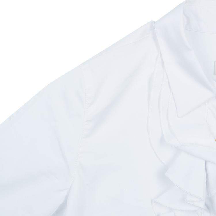 Pre Owned Roberto Cavalli Angels White Ruffle Neck Button Down Shirt 6 Yrs 