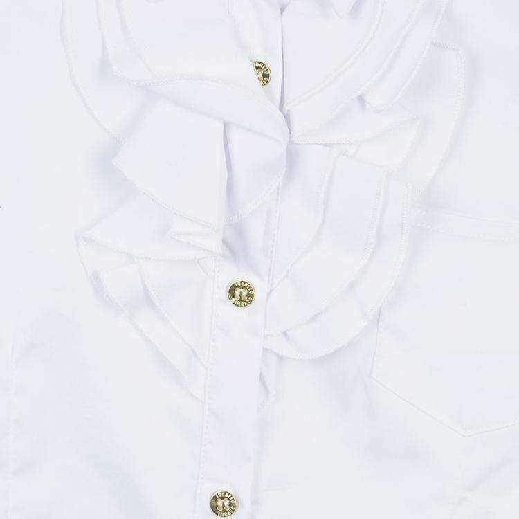 Pre Owned Roberto Cavalli Angels White Ruffle Neck Button Down Shirt 6 Yrs 
